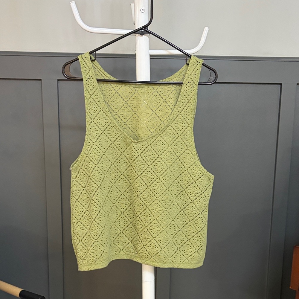 Green Sleeveless Eyelet vest/top